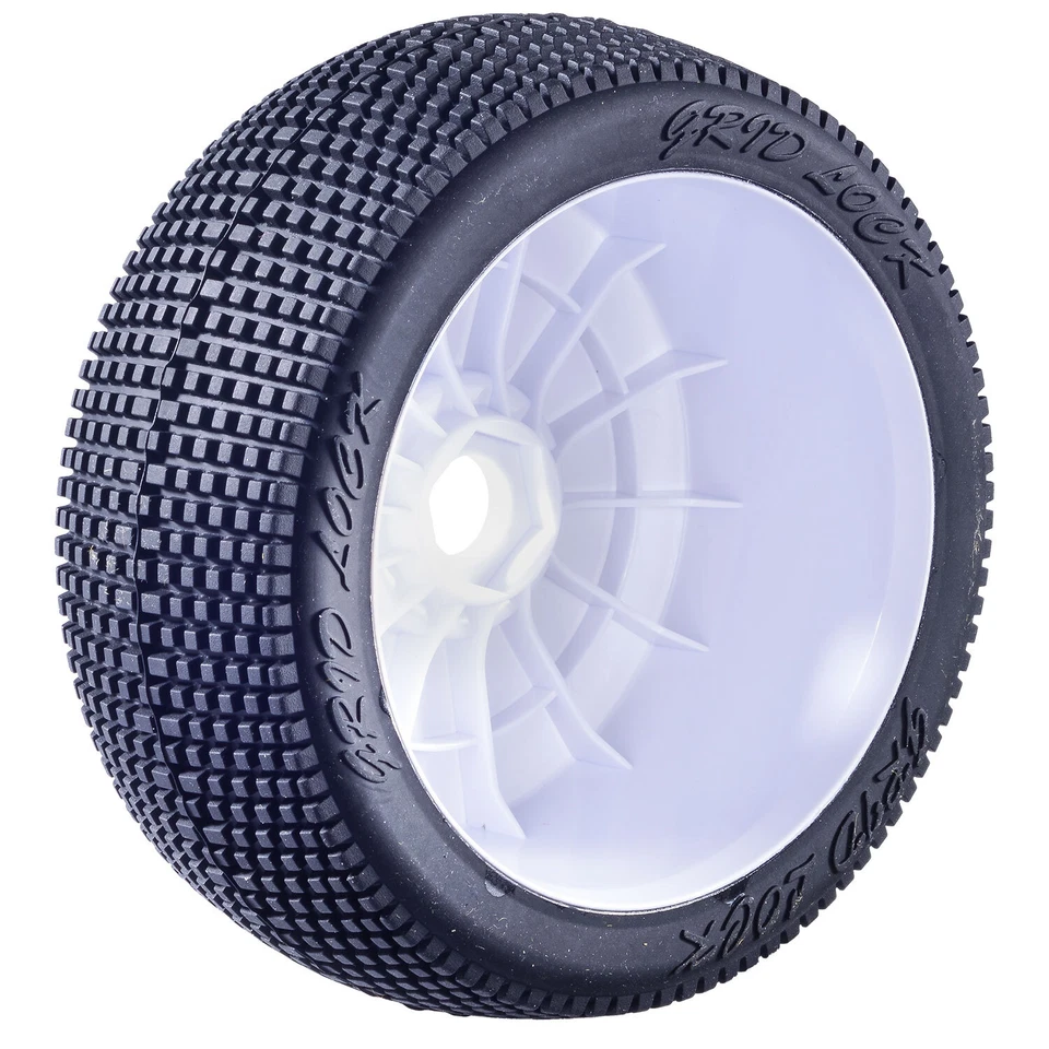 Buggy Reifen Felgen Set Grid Lock SBR Disk Felge weiß 1:8 4 Räder partCore - Bild 2 von 4