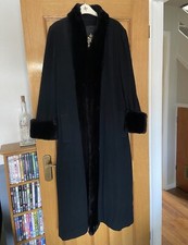 Original 1980s Vintage Mansfield Black Wool Cashmere Full Length Coat