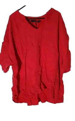 CUPRO BLUSE VON CREATION L PREMIUM IN ROT GR. 48 NEU STARK ZERKNITTERT A824