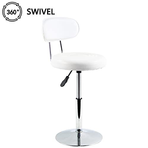 Leather Stool for Spa Salon Manicure with Backrest Counter Stool - Picture 5 of 7