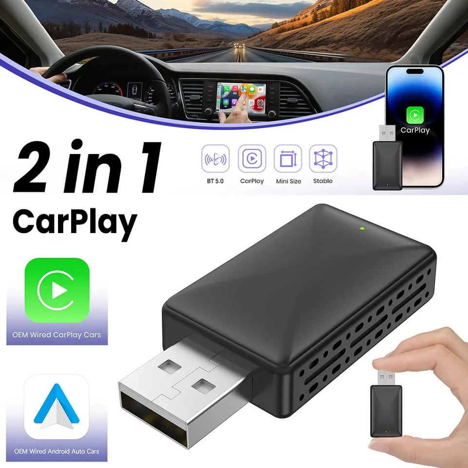 Universal 2 in 1 Wireless Carplay Adapter Android Auto Adapter USB Connect - Bild 2 von 4