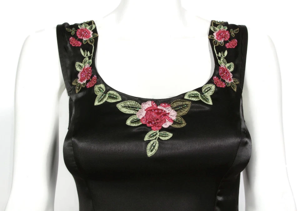 Betsey Johnson Evening Black Dress Romantic Embroidery Beaded size 4 - 205 - Image 4 of 4