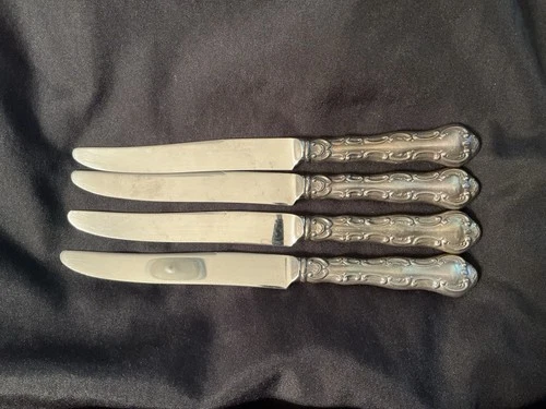 Lot  of 4  Gorham Strasbourg Place Size Knives  with  Modern Blade  9-1/4 "