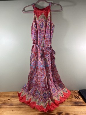 NWT Talbots Summer Dress Halter Bright Pattern Pink 2P Petite Cotton | eBay