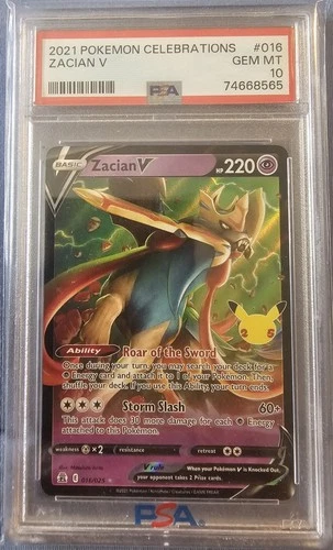 Zacian v 016/025 2021 Pokemon Celebrations PSA 10 Gem Mint Sword & Shield