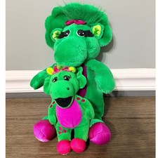 Baby Bop Barney and Friends Green Triceratops Dinosaur Plush Toy Set of 2