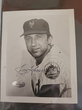 Jerry koosman signed four by six new york, mets black and white photo