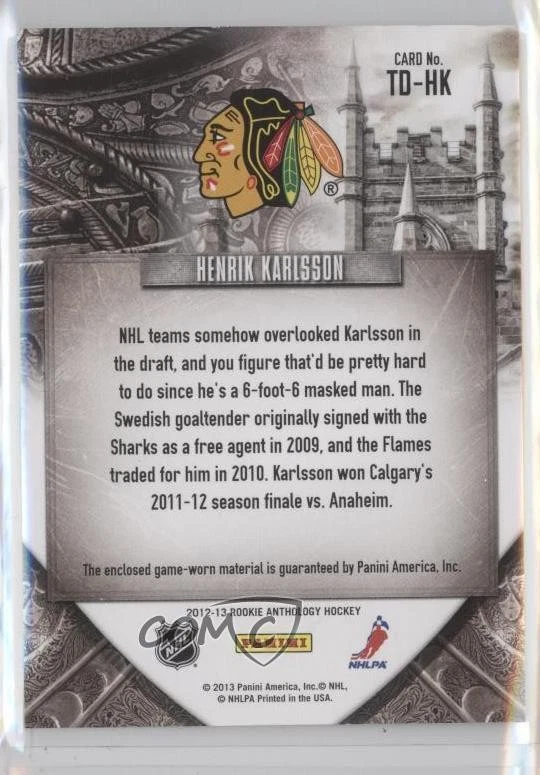 2012 Rookie Anthology Crown Royale Towering Defenders Material Henrik Karlsson - Image 2 of 2