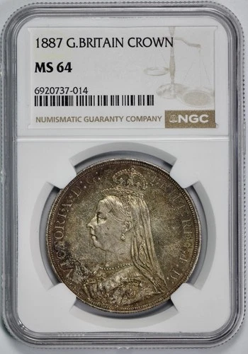 1887 Great Britain Silver Crown NGC MS 64