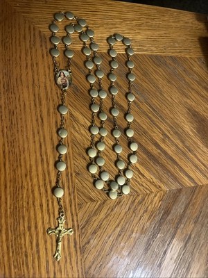 Gold Tone metal rosary wit St.Terese medallion 24 