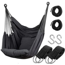 Hammock Chair Hanging Rope Swing Seat for Indoor Outdoor, Sturdy Cotton Weave...