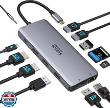 USB C Docking Station Dual Monitor,USB C to HDMI Adapter,Type C Hub Multiport