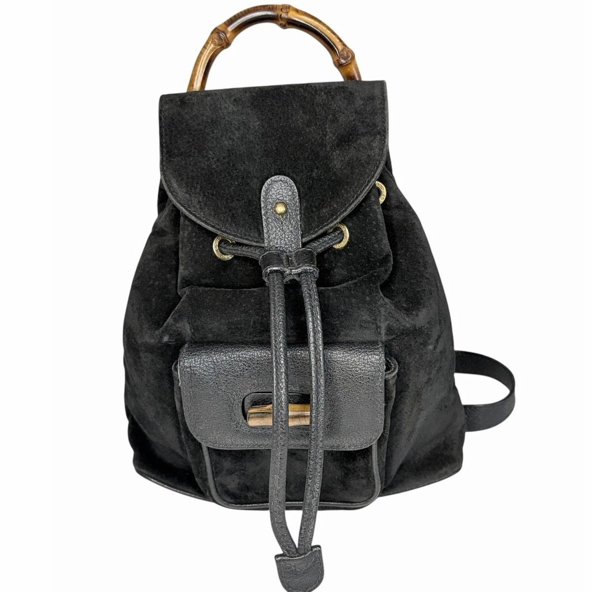 Gucci Black Pebbled Leather Mini Backpack with Gold Hardware Gucci Black Calfskin Matelasse Mini GG Marmont Round  main image 4