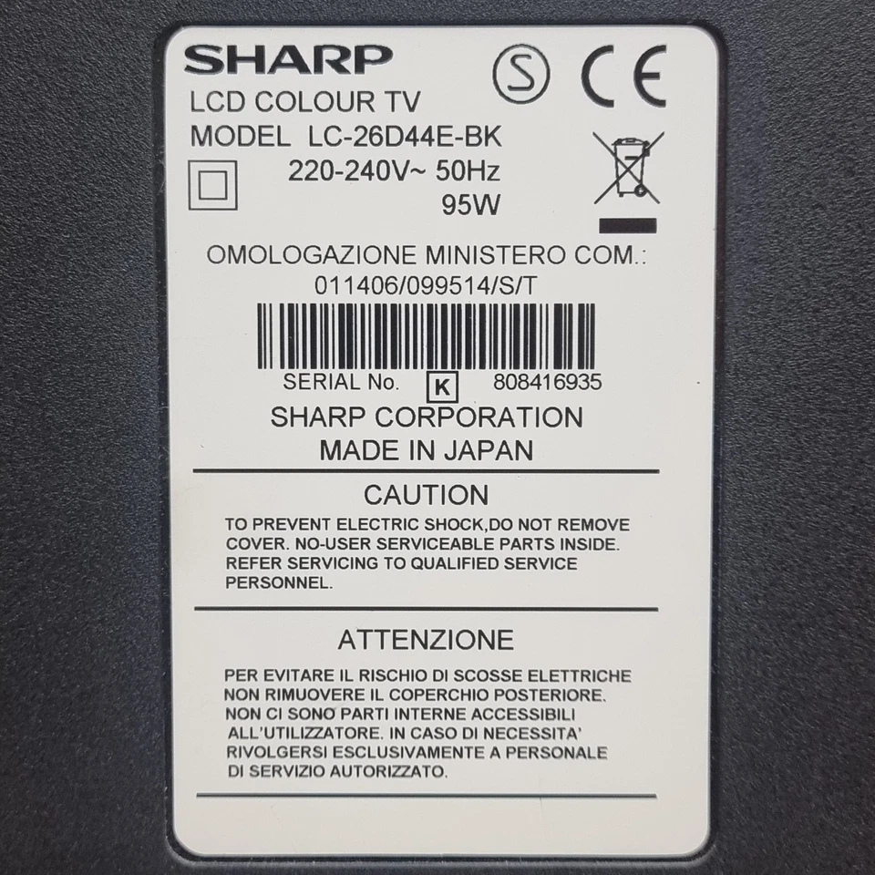 Sharp Aquos LC-26D44E-BK LCD TV 25" Screen Spares Repairs No Remote - Image 3 of 4