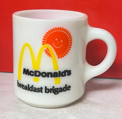 Vintage 1970's McDonald's Breakfast Brigade White Milk Glass Coffee Cup Mug