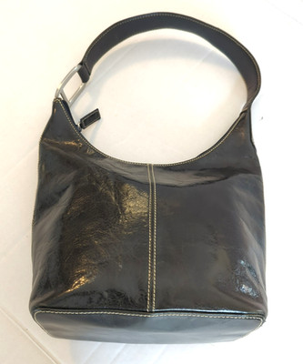 Kenneth Cole New York Black Slouch Leather Hobo Shoulder Bag Minimalist Boho
