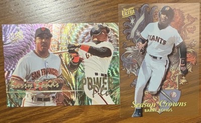 1996 Fleer Ultra Barry Bonds Power Plus #2 of 12 & Season Crowns #1 of 10 Lot