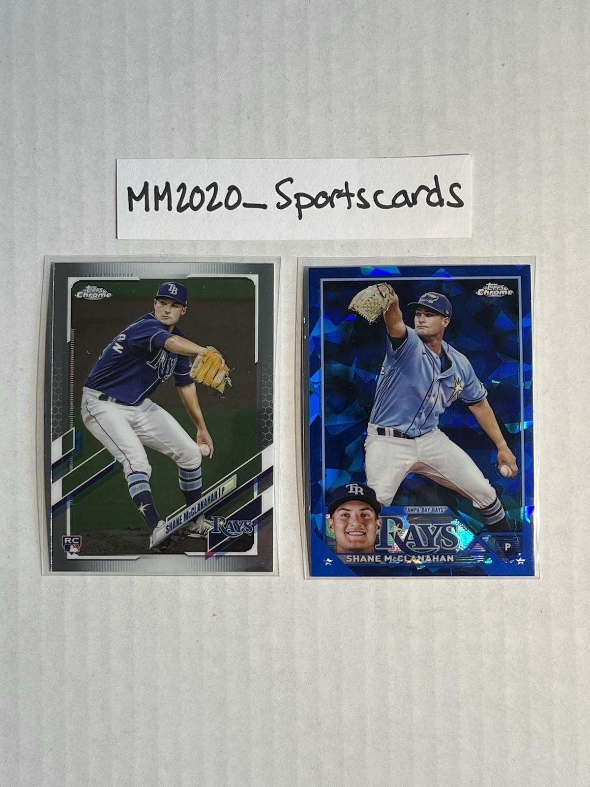 Shane McClanahan 2021 Topps Chrome RC Rookie & 2023 SAPPHIRE REFRACTOR Rays