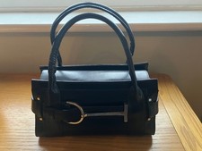 Karen Millen Mini Black Leather Handbag Grab Bag Horseshoe Buckle used once