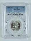 1963-D Washington Quarter MS64 PCGS Blue Label *0971