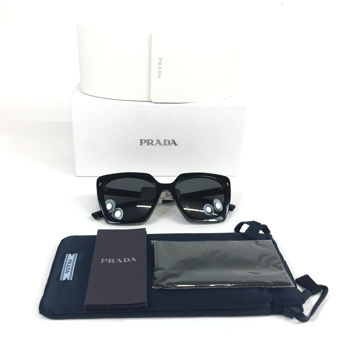 Prada Sunglasses SPR23Z 16K-5S0 Shiny Black Butterfly Frames w