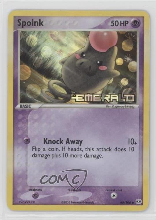 Spoink Reverse Foil Pokemon EX Emerald #65 2005
