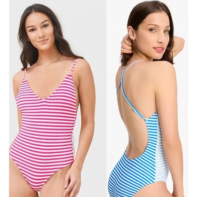 Kate Spade NEW Ringmaster V-Neck One-Piece Swimsuit in RADIANT PINK Women's XL