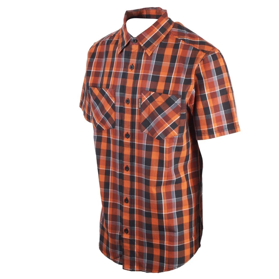 Harley-Davidson Men's Orange Black Plaid MKE S/S Woven Shirt (S45) - Image 3 of 4