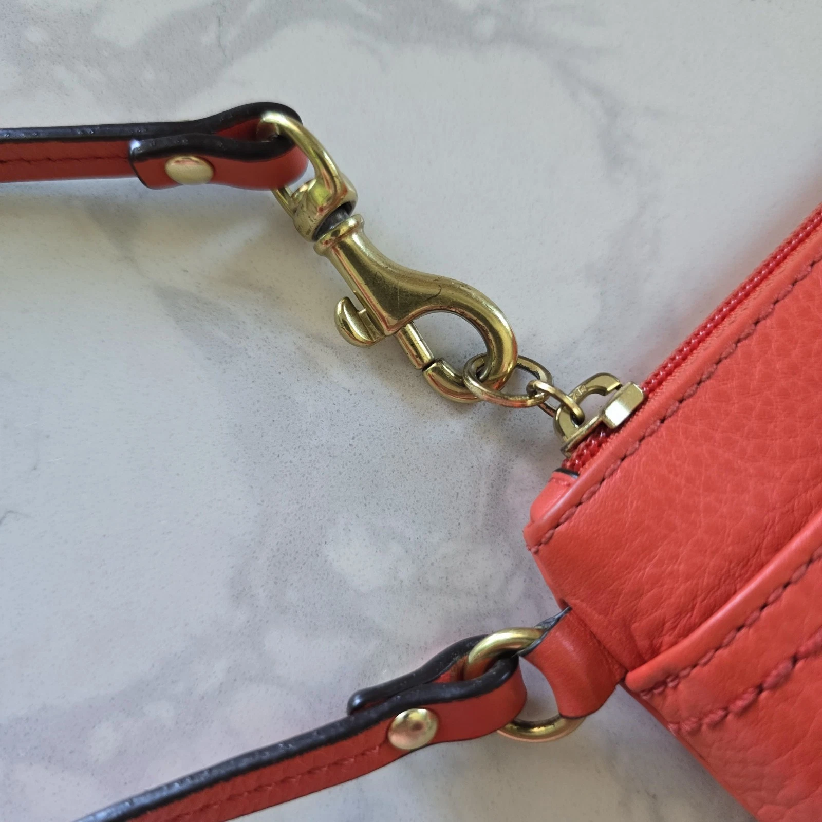 Polso medio vintage Coach F49472 Park arancione pelle chiusura girevole tasca