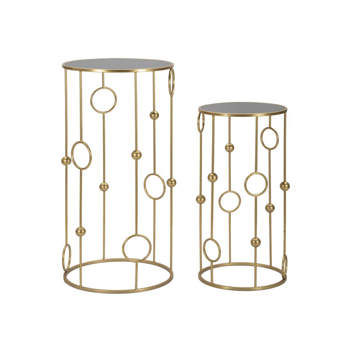 Tables d'appoint Sphère 100cm Or gigognes en métal pour grand salon design