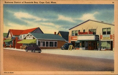 Buzzards Bay Cape Cod Massachusetts business district vintage postcard u258