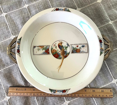 VTG Forman Bros. Hall China Bird of Paradise Serving Plate with Footed Tray