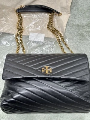 Tory Burch Kira Chevron Small Bag in Black Leather - Image 1 of 4