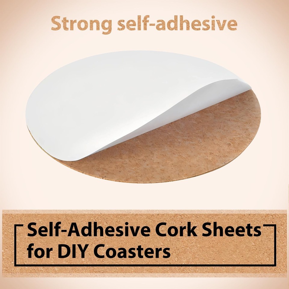 100 Pcs Self-Adhesive Cork Round Sheets, 4 Inch Brown Cork Tiles ...