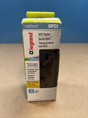 Legrand Pass Seymour Radiant GFCI 1597BKCCD12 15 Amp Selftest GFCI Outlet Black