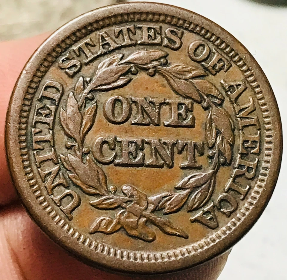 Moeda de cobre 1847 centavo grande cabelo trançado de matrona 1C escolha não classificada EUA CC25181 - Imagem 2 de 4