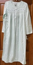 Earth Angels Women"s Brushed Satin Cottage Core LS Nightgown Green Small NWT