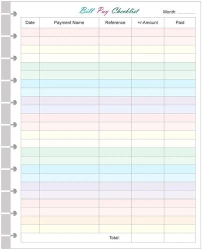 A4 TUL Bill Payment Checklist Refills - 50 Sheets/100 Pages Letter Size Month... - Picture 1 of 7