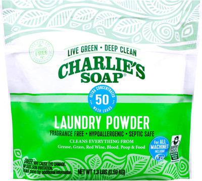 Charlie S Soap Laundry Powder (50 Loads, 1 Pack) Hypoallergenic Deep Cleaning Wa