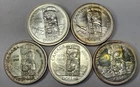 Lot of 5 1958 Canada 80% Silver Dollar British Columbia Totem Pole Coin