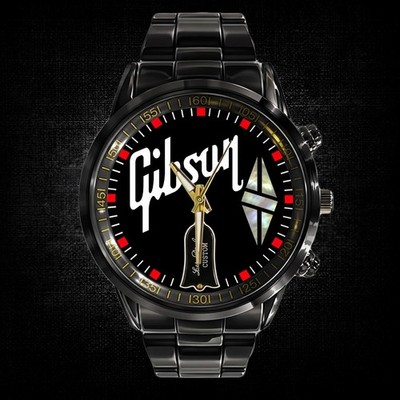 Gibson Les Paul Custom Men's Stainless Steel Watch Electric Guitar Music Fan Gif