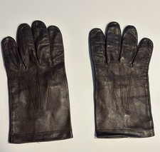 Vtg Unbranded Genuine Leather Gloves Black Lined Large Fit Made in Italy Unisex