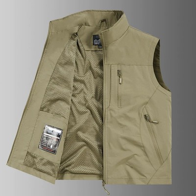 Herren Weste Mit Taschen Wandern Outdoor-Angeln Funktionale Weste Ärmellos DE