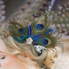 Peacock Feather Hair Clip Fascinator Hairpin for Wedding Hair Accessories