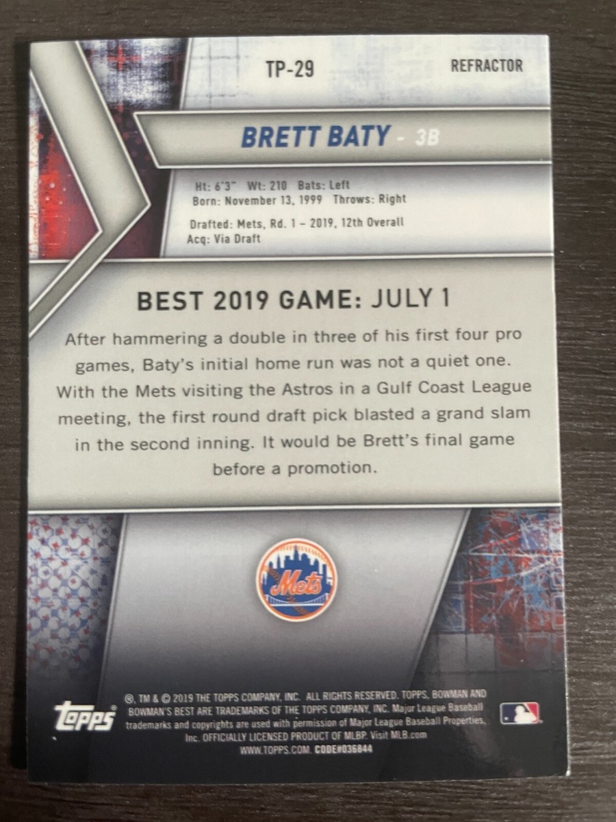 2019 Bowman's Best Brett Baty REFRACTOR 1st Year Draft! New York