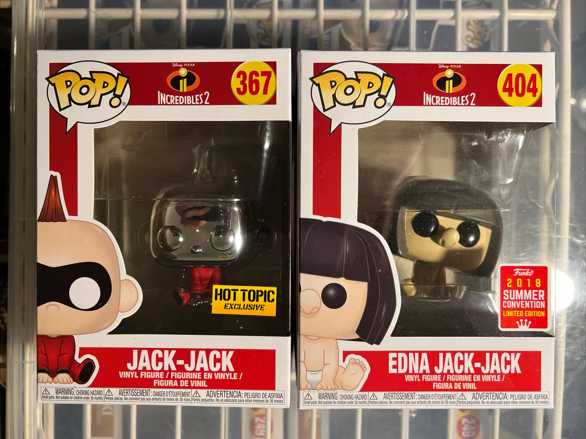FUNKO POP 367 INCREDIBLES 2 JACK JACK CHROME HOT TOPIC Edna Jack Jack Lot