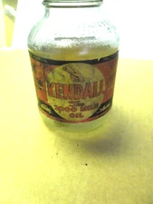 VINTAGE KENDALL 2000 MILE OIL JAR TYPE "C" S.A.E. 20&20W WITH CAP ORIG. JAR