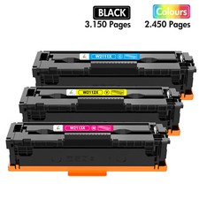 3 Color 206X W2110X Toner Compatible With HP LaserJet MFP M283fdw M255dw No Chip