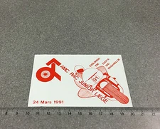 METAL MOTORCYCLE PLATE A.M.C RAC TROPHY JUNIOR LIEGE 1991 RACE DE COTE DE RICHELLE 