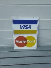 VINTAGE Sheet Metal VISA MASTERCARD Double-sided Advertising 1980s Original